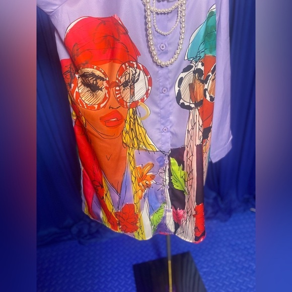 👚Stylish Oversized Buttoned Down Shirt: 2 Women w/Sunglasses (Large Prints) 👚 - Picture 2 of 12